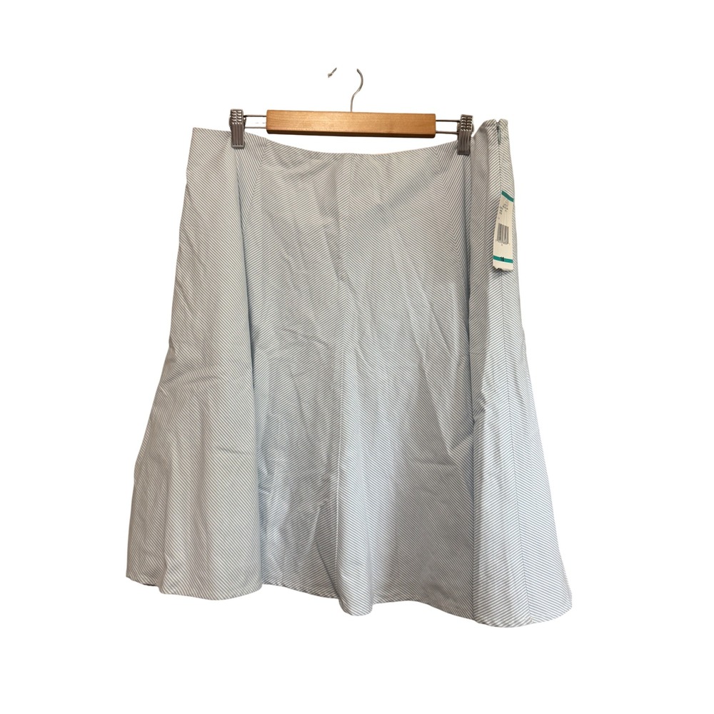 Jones New York A-Line Skirt Womens 16 Blue White NWT Pinstripe Cotton Blend